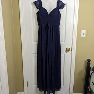 ieFieL Chiffon Navy Sleeveless A-Line Flowy Formal Maxi Dress - size 10 NWOT
